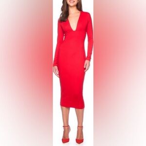 NWT Susana Monaco Open Front Long Sleeve Dress~The Perfect Red~Large 🔥